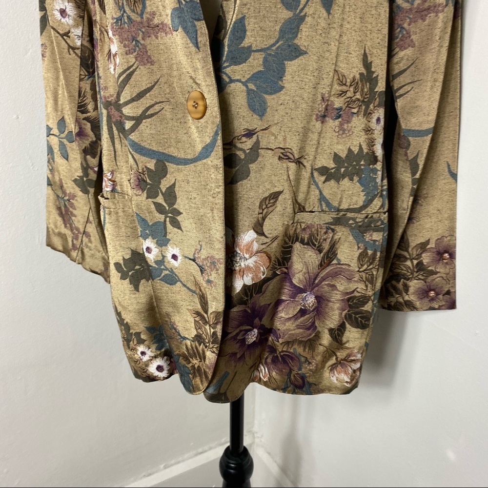 Vintage Sand Scripts Collarless One Button Blazer - image 2